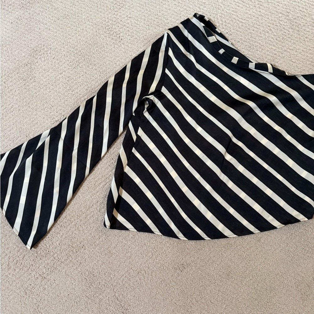 blouse- Asymmetrical one shoulder stripped shirt